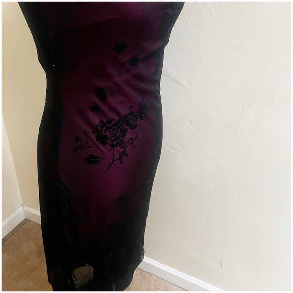 Byer Too Whimsygoth Midi Dress Mesh Black Overlay Pink Underlining Size Small - Picture 5 of 11